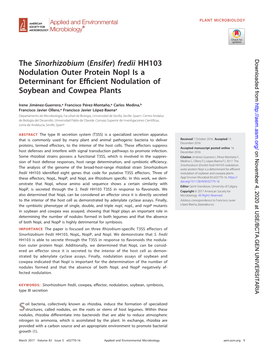 The Sinorhizobium (Ensifer) Fredii HH103 Nodulation Outer Protein