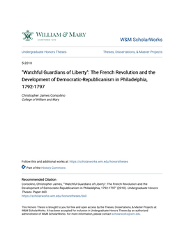 The French Revolution and the Development of Democratic-Republicanism in Philadelphia, 1792-1797
