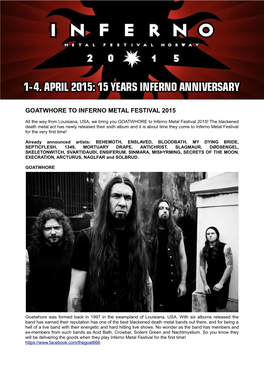 Goatwhore to Inferno Metal Festival 2015