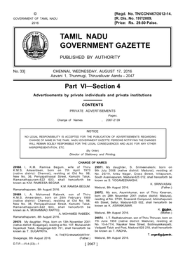 Tamil Nadu Government Gazette