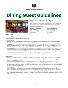 Dining Guest Guidelines