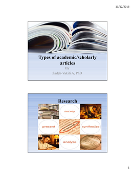 Types of Academic/Scholarly Articles Research