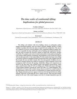 The Time Scales of Continental Rifting: Implications for Global Processes