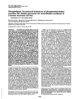 Phospholipase D-Catalyzed Hydrolysis of Phosphatidylcholine Provides
