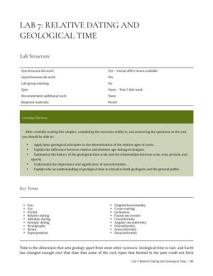 Lab 7: Relative Dating and Geological Time