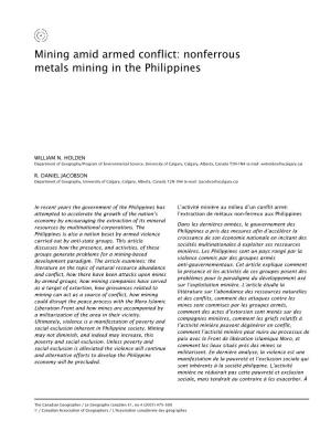Mining Amid Armed Conflict: Nonferrous Metals Mining in the Philippines