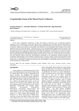 Cryptobenthic Fauna of the Mussel Farm's Collectors