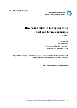 Rivers and Lakes in European Cities Past and Future Challenges Annex