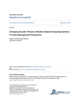 Emerging Security Threats in Modern Digital Computing Systems: a Power Management Perspective