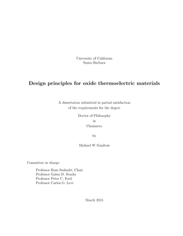 Design Principles for Oxide Thermoelectric Materials