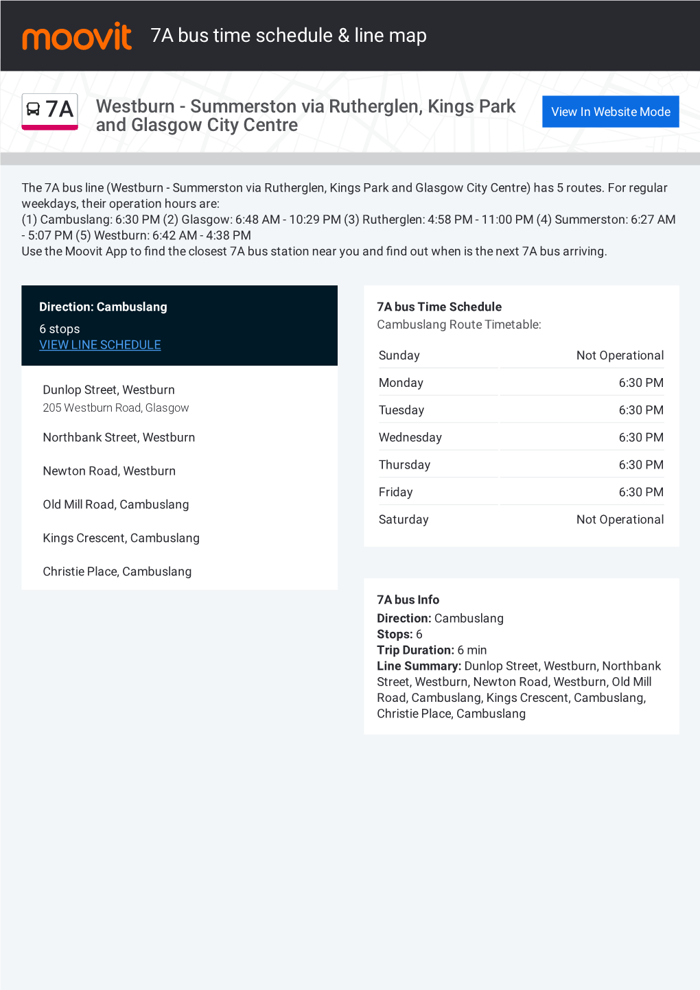 7A Bus Time Schedule & Line Route