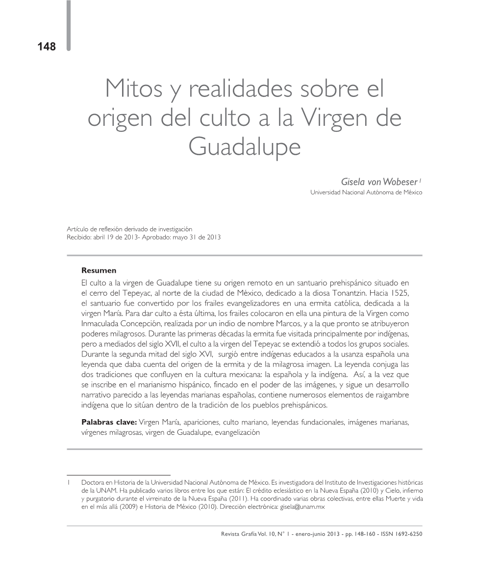 Mitos Y Realidades Sobre El Origen Del Culto a La Virgen De Guadalupe