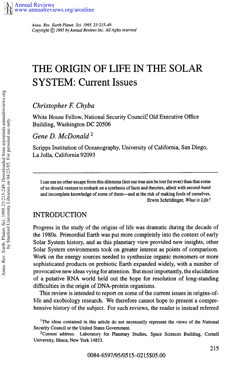 The Origin of Life in the Solar System: Current Issues