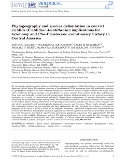 Phylogeography and Species Delimitation in Convict Cichlids