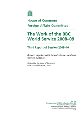 The Work of the BBC World Service 2008–09