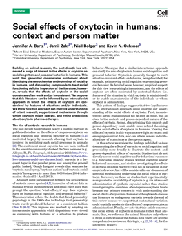 Social Effects of Oxytocin in Humans: Context and Person Matter
