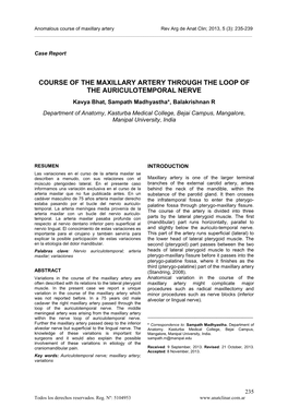 Course of the Maxillary Artery Through the Loop Of