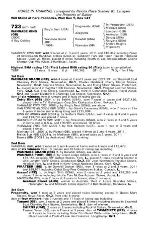 D. Lanigan) the Property of Darley Will Stand at Park Paddocks, Wall Box Y, Box 541