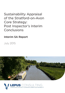 Sustainability Appraisal of the Stratford-On-Avon Core Strategy: Post Inspector’S Interim Conclusions