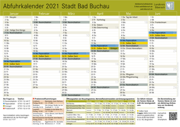 Abfuhrkalender 2021 Stadt Bad Buchau