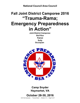 “Trauma-Rama; Emergency Preparedness in Action” Joint District Camporee: Bull Run Patriot Sully Occoquan