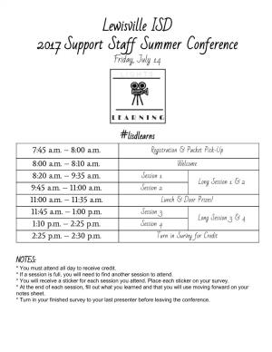 Lewisville ISD 2017​ ​Support Staff Summer Conference
