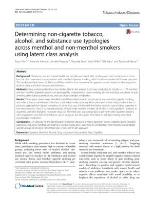 Determining Non-Cigarette Tobacco, Alcohol, and Substance Use