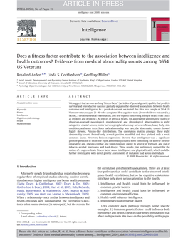 Does a Fitness Factor Contribute to the Association Between Intelligence