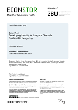 Developing Identity for Lawyers: Towards Sustainable Lawyering