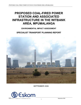 Proposed Coal-Fired Power Station and Associated Infrastructure in the Witbank Area, Mpumalanga