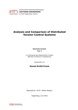 Analysis and Comparison of Distributed Version Control Systems