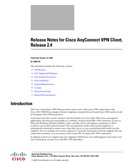 Release Notes for Cisco Anyconnect VPN Client, Release 2.4