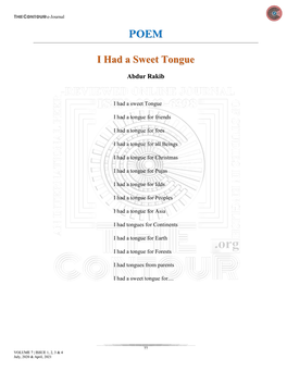 I Had a Sweet Tongue – Abdur Rakib