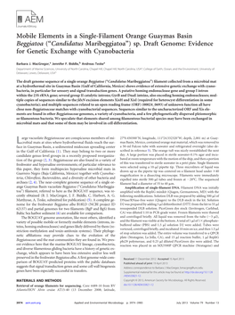 Sp. Draft Genome: Evidence for Genetic Exchange with Cyanobacteria