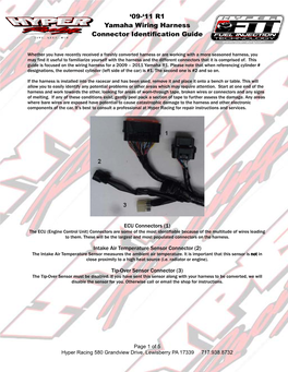'09-'11 R1 Yamaha Wiring Harness Connector Identification Guide