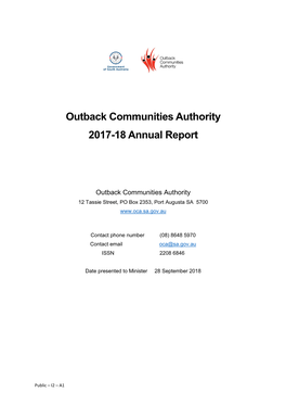 Outback Communities Authority 2017-18 Annual Report