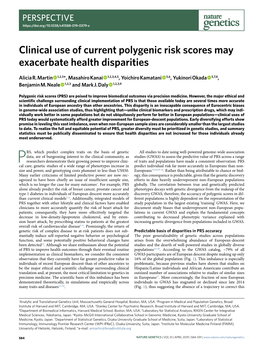 Clinical Use of Current Polygenic Risk Scores May Exacerbate Health Disparities