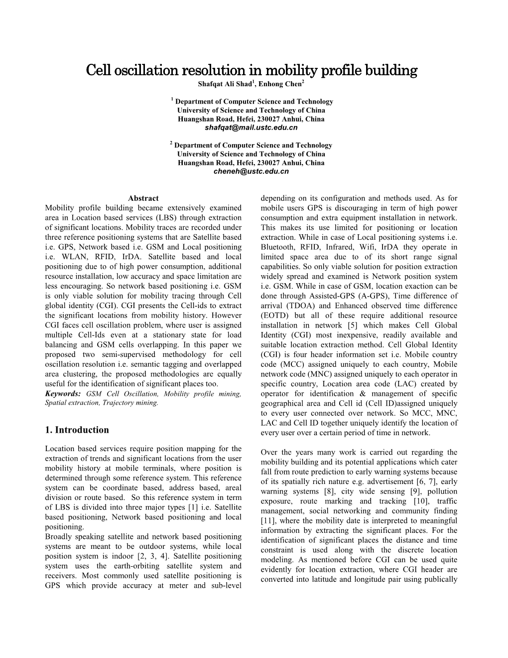 Cell Oscillation Resolution in Mobility Profile Building Cell Oscillation