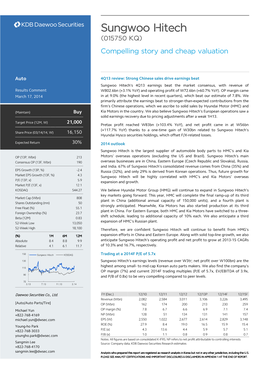 Sungwoo Hitech (015750 KQ) Compelling Story and Cheap Valuation