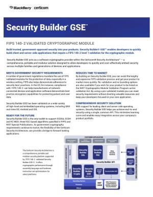 Certicom Security Builder GSE Datasheet