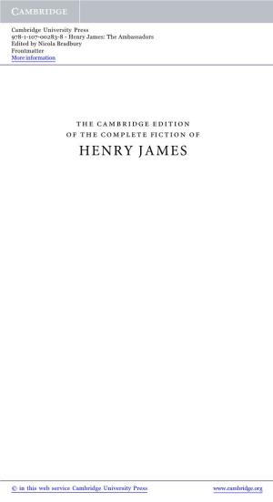 Henry James: the Ambassadors Edited by Nicola Bradbury Frontmatter More Information