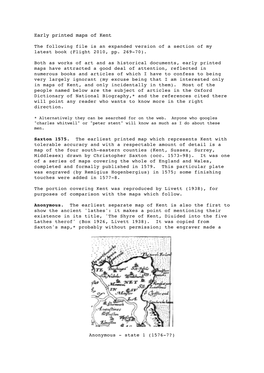 Early Printed Maps of Kent