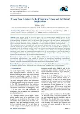 A Very Rare Origin of the Left Vertebral Artery and Its Clinical Implications