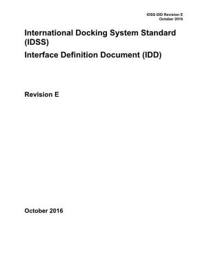 International Docking System Standard (IDSS) Interface Definition Document (IDD)