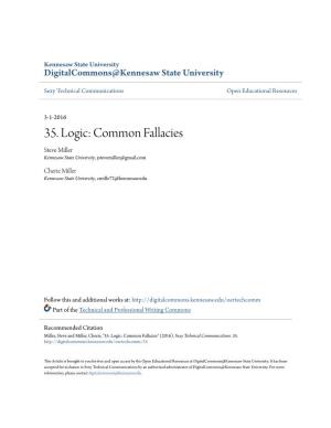 35. Logic: Common Fallacies Steve Miller Kennesaw State University, Jstevemiller@Gmail.Com