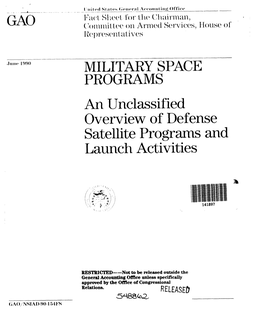 NSIAD-90-154FS Military Space Programs: an Unclassified