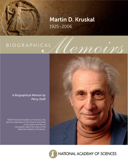 Martin D. Kruskal 1925–2006