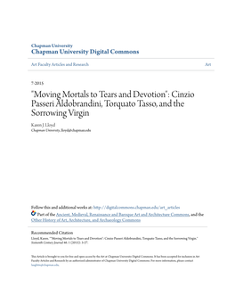Moving Mortals to Tears and Devotion": Cinzio Passeri Aldobrandini, Torquato Tasso, and the Sorrowing Virgin Karen J