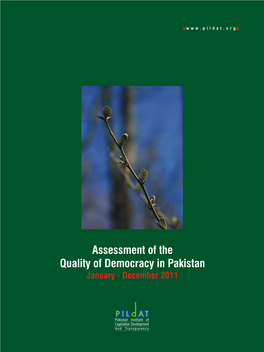 Assessment of the Quality of Democracy in Pakistan Jan-Dec 2011