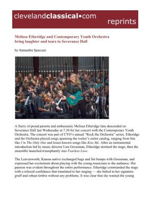 Melissa Etheridge and Contemporary Youth Orchestra Bring Laughter and Tears to Severance Hall by Samantha Spaccasi